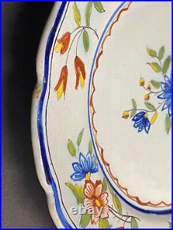 Antique 19c Fourmaintraux Courquin French Faience Majolica Delft Plate c. 1870