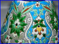Antique 19th. C Jules Vieillard & Co Bordeaux Faience Pottery Vases Longwy