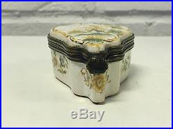 Antique 19th Cent. French Faience Patch Pill Snuff Box w Woman in Field & Marked