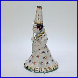 Antique 19th Century Desvres French Faience Figural Wizard Bell PT