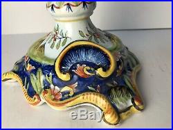 Antique 19th Century Faience Large Candlestick Holder EUC French