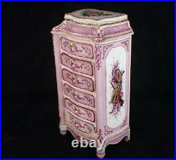 Antique 19th Century French Faience Pottery Semainier Chest Of Drawers Rouen