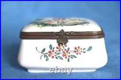 Antique 19th Century French VEUVE PERRIN Faience Table Snuff Trinket Box France