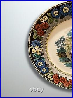 Antique 19th Century French Victorian Faience Creil Plate 2 Women with Child RARE