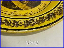 Antique 19th Century French Yellow Faience Pottery Louis XVIII Portrait Plate