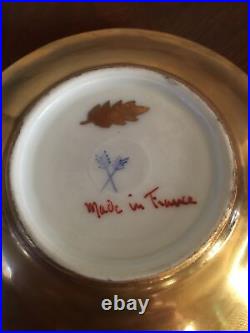 Antique 19th French Paris Porcelain Cabinet Cup & Saucer Cobalt And Gold Signed