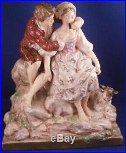 Antique 19thC French Faience Lady & Gent Figurine Figure Fayence Figur France
