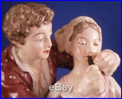 Antique 19thC French Faience Lady & Gent Figurine Figure Fayence Figur France