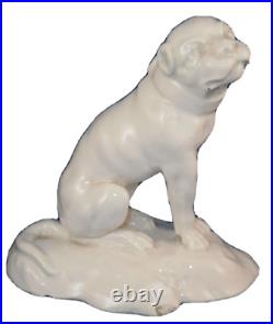 Antique 19thC French Faience Pug Dog Figurine Figure Hund Figur Statuette France