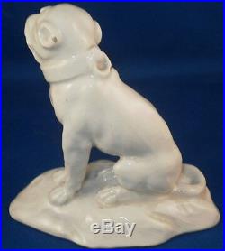 Antique 19thC French Faience Pug Dog Figurine Figure Porcelaine Statuette France