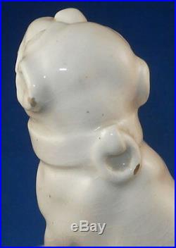 Antique 19thC French Faience Pug Dog Figurine Figure Porcelaine Statuette France