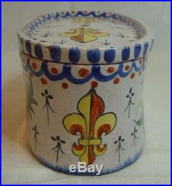 Antique 19thc French CA Faience Alcide Chaumeil Tours Armorial Inkwell Quimper
