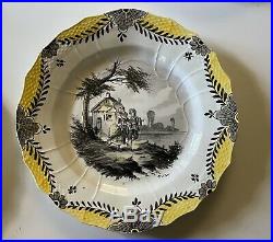 Antique 4 Porcelain plates French FAIENCE SCEAUX 1777 Hand decorated PARIS