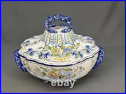 Antique Antoine Montagnon Nevers French Faience Covered Footed Soup Tureen