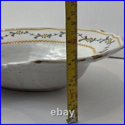 Antique Barber Shaving Bowl French Faience Floral Yellow Flowers Ceramic