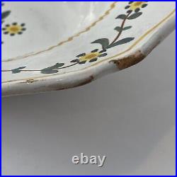 Antique Barber Shaving Bowl French Faience Floral Yellow Flowers Ceramic