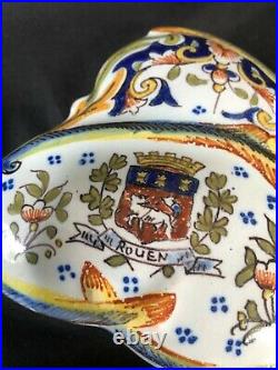 Antique Box French Faience Desvres Rouen 19 Th Century With Coat Of Arms