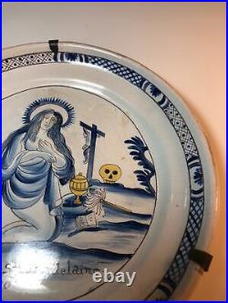 Antique C18th French Faience Porcelaine Plate St. Madelaine 1770