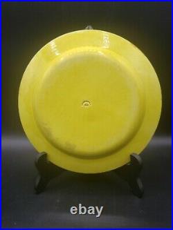 Antique Canary Yellow French Transferware Plate 8-1/4 Montereau Faience 1800s