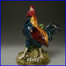 Antique Choisy-le-roi Faience Majolica Rooster Vase By Louis Carrier-belleus
