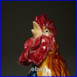 Antique Choisy-le-roi Faience Majolica Rooster Vase By Louis Carrier-belleus