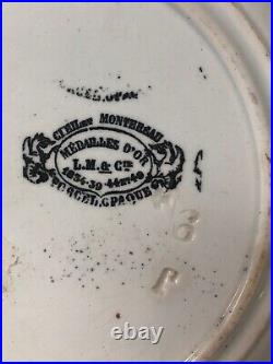 Antique Creil et Montereau Transferware Plates SET OF 4, Black/White Faience