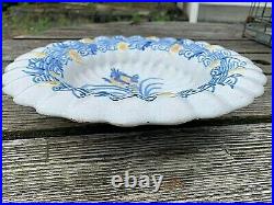 Antique Delft Lubed Plate Tulip 17th Century French Faience 17th Century