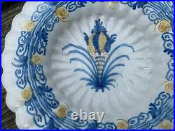 Antique Delft Lubed Plate Tulip 17th Century French Faience 17th Century