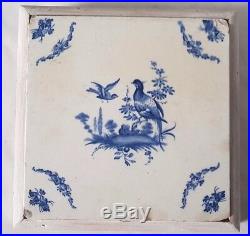 Antique Delft /faience/pos French Blue And White Wild Game Grouse/ Pheasant