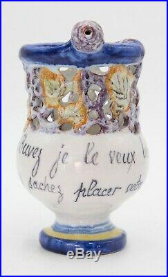 Antique Early 1900's French Faience Quimper Puzzle Jug Pitcher