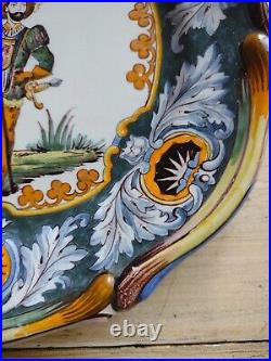 Antique FAIENCE Majolica PLATE with Soldier ITALIAN FRENCH SPANISH Signed
