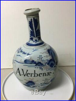 Antique Faience Apothecary Medicine Bottle A. Verbenae French St Jean Du Desert
