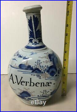 Antique Faience Apothecary Medicine Bottle A. Verbenae French St Jean Du Desert