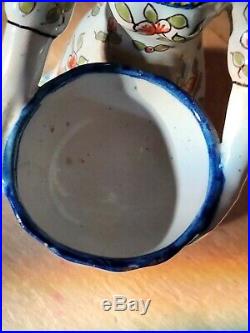 Antique Faience French Pottery Salt Cellar Lady 1792 Double Sided