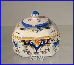 Antique Faience La Bourboule Majolica Maiolica Inkwell Stationary Signed French