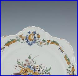 Antique Faience Plate 1760/80 French Faience Plate Moustiere Décor Aux Drapeaux