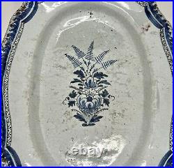 Antique French 17th/18th cent Rouen Faience Blue White Platter 85696