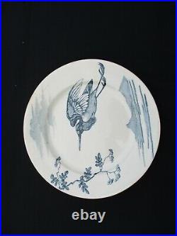 Antique French 1880 Keller&guerin Set 6 Dessert Plates Signed Large Wild Birds