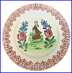 Antique French 8 3/4 QUIMPER Dinner Plates Signed Set 12 Bretonne Vannes