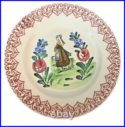 Antique French 8 3/4 QUIMPER Dinner Plates Signed Set 12 Bretonne Vannes