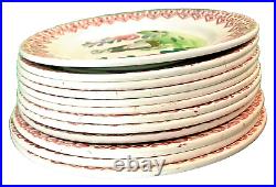 Antique French 8 3/4 QUIMPER Dinner Plates Signed Set 12 Bretonne Vannes