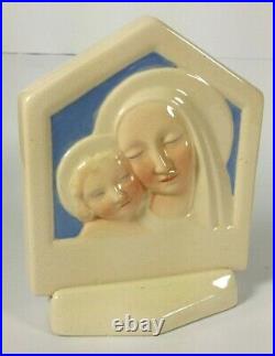 Antique French Art Deco Gabriel Fourmaintraux Desvres Figure Plaque Saint Mary