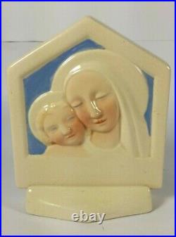 Antique French Art Deco Gabriel Fourmaintraux Desvres Figure Plaque Saint Mary