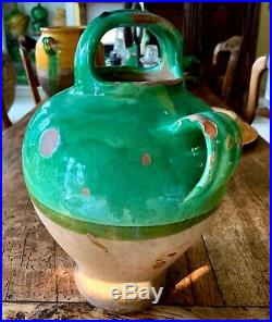 Antique French Art Ironstone Pottery Glaze Stoneware Pot Confit Faience Cruche