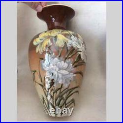 Antique French Barbotine Faience Vases with Floral Motif