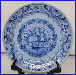 Antique French Blue Faience Plate Fruit Basket 8 5/8 c. 1790
