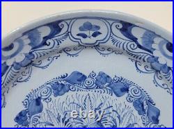 Antique French Blue Faience Plate Fruit Basket 8 5/8 c. 1790