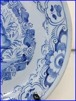 Antique French Blue Faience Plate Fruit Basket 8 5/8 c. 1790