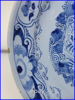 Antique French Blue Faience Plate Fruit Basket 8 5/8 c. 1790