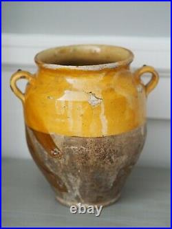 Antique French Confit Pot Glazed Pottery Terracotta Earthenware Faience